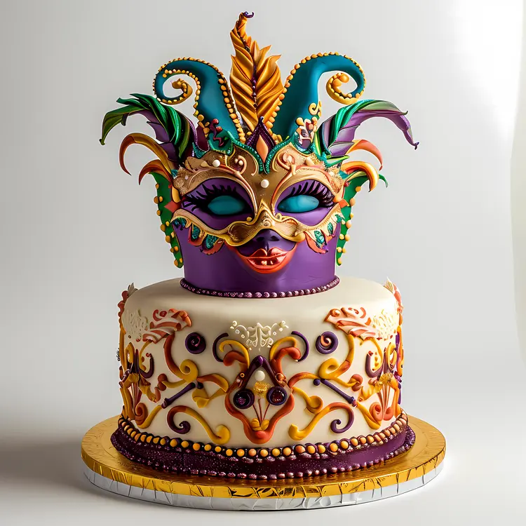 Decorative Cake with Mardi Gras Mask