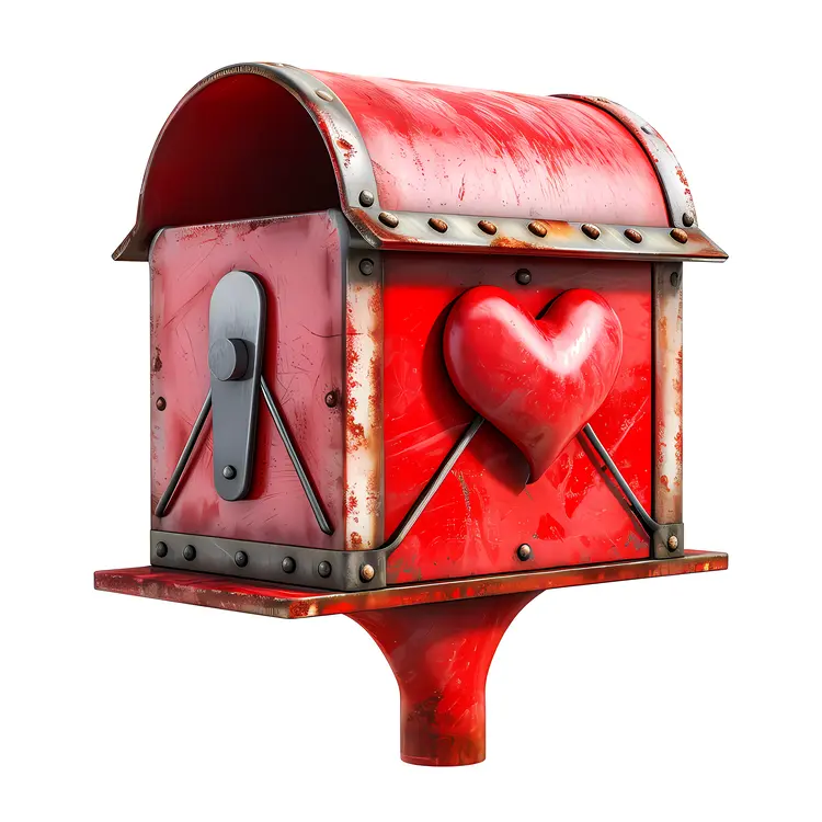 Rustic Red Mailbox with Heart for Valentine's Day