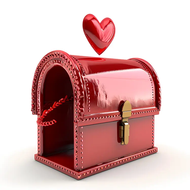 Red Mailbox with Heart Lock for Valentine's Day