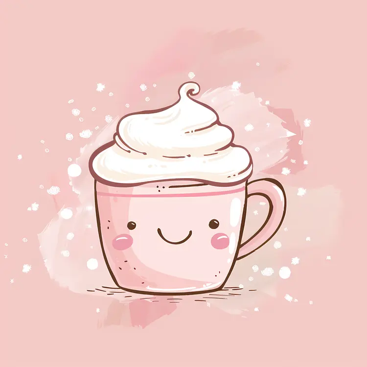 Smiling Pink Cup with Whipped Cream