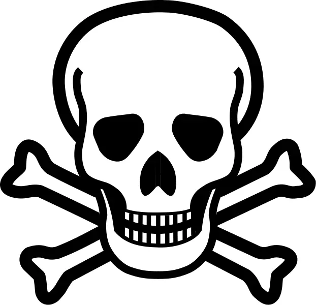 Black Skull with Crossbones Outline