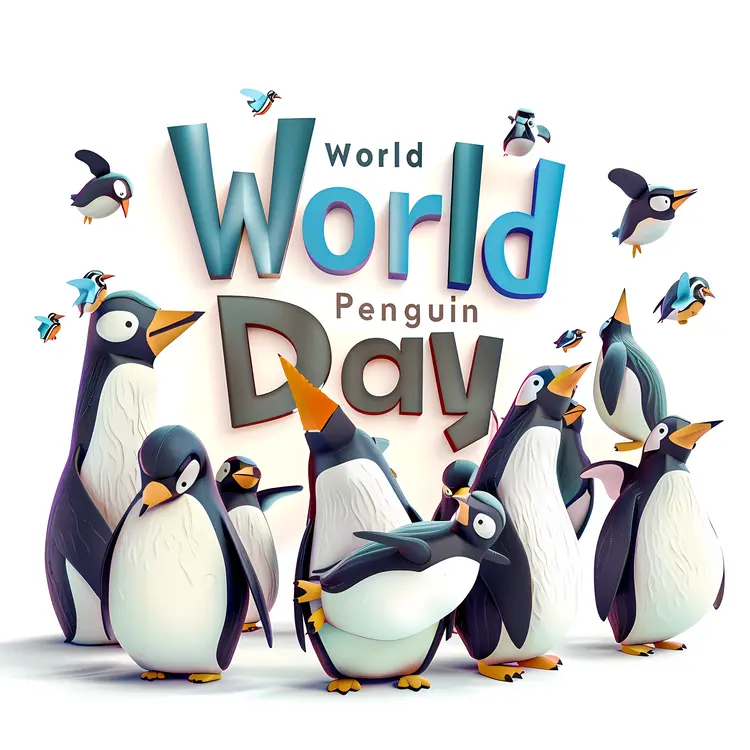Group of Penguins Celebrating World Penguin Day