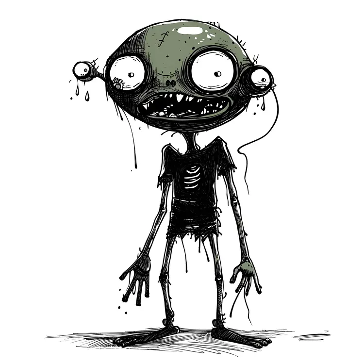 Creepy Green Zombie Cartoon
