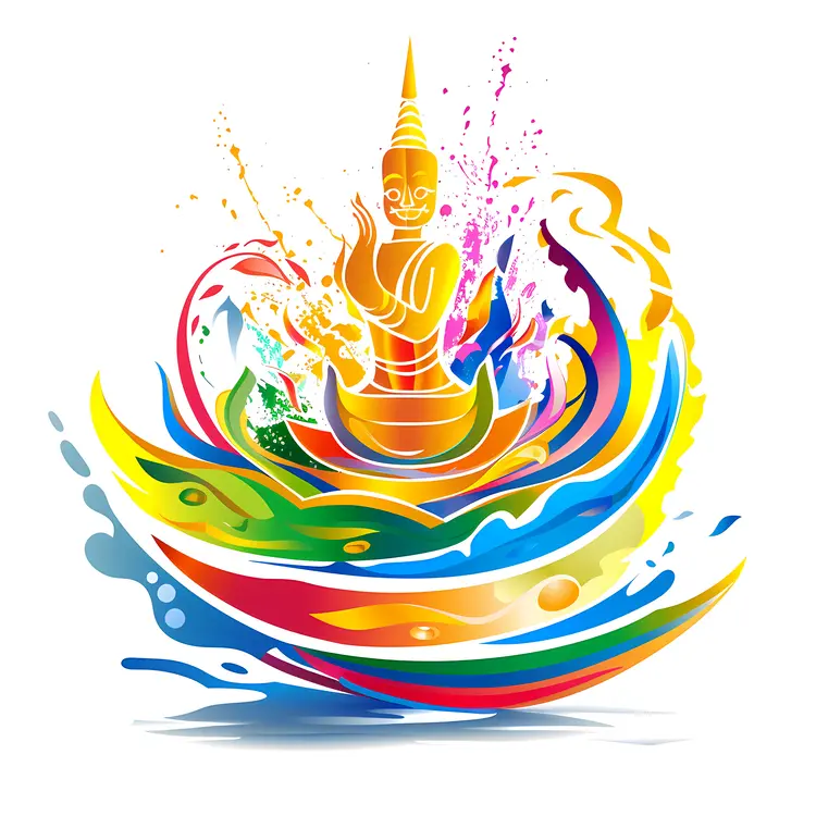Colorful Buddha Statue with Abstract Design