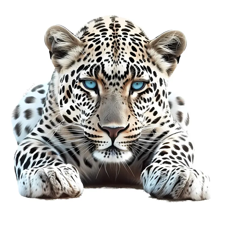 White Leopard with Blue Eyes