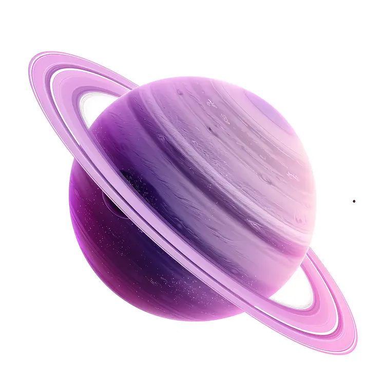Purple Planet with Rings in Space