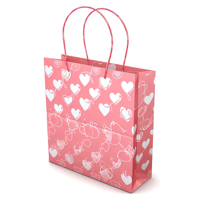 Pink Heart Gift Bag for Valentine's Day