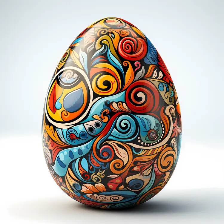Vibrant Patterned Painted Easter Egg