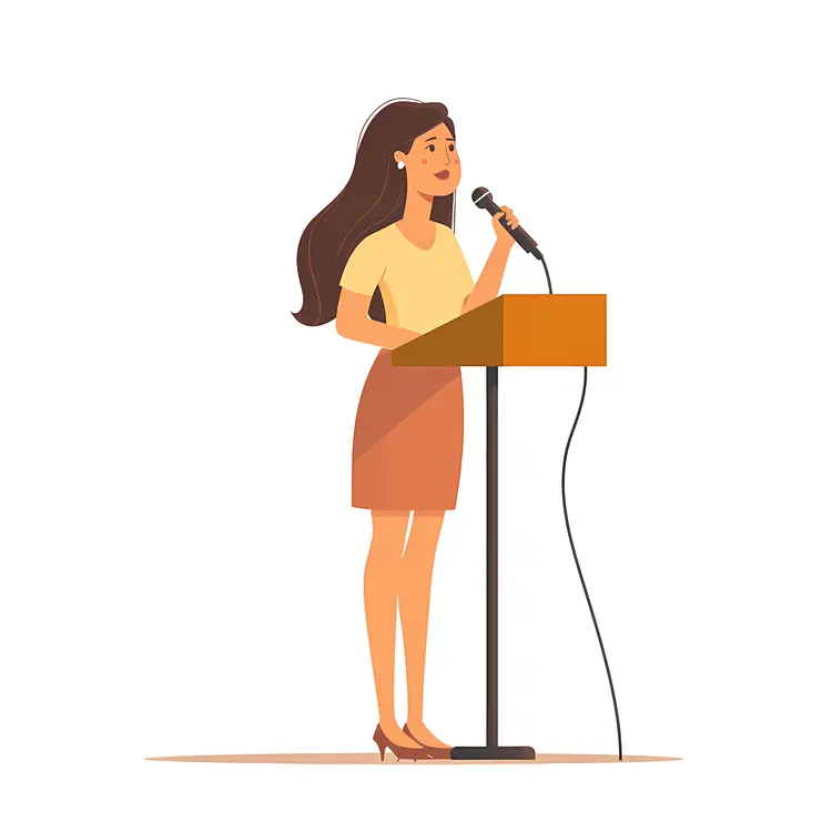 Cartoon Woman at Podium