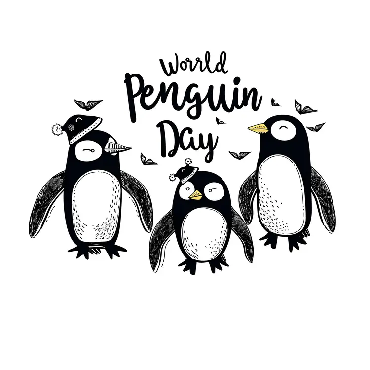 Four penguins celebrating World Penguin Day