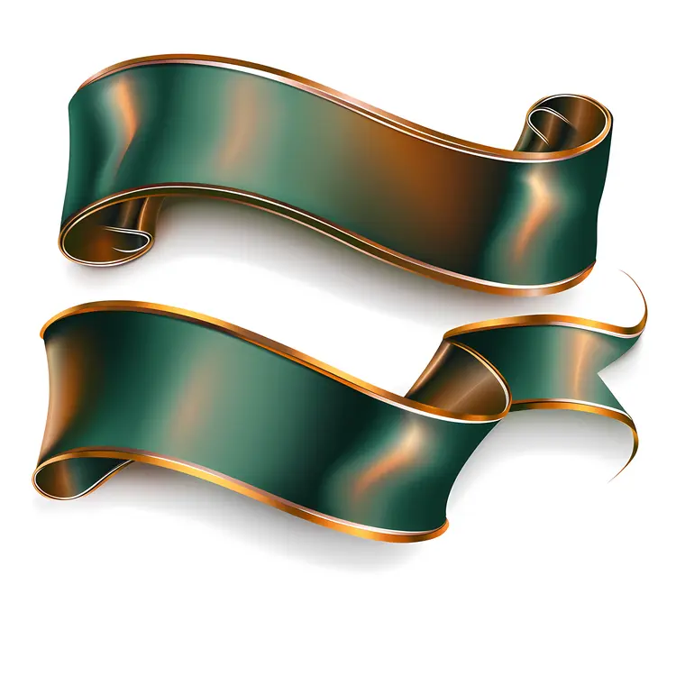 Green and Gold Curved Ribbon