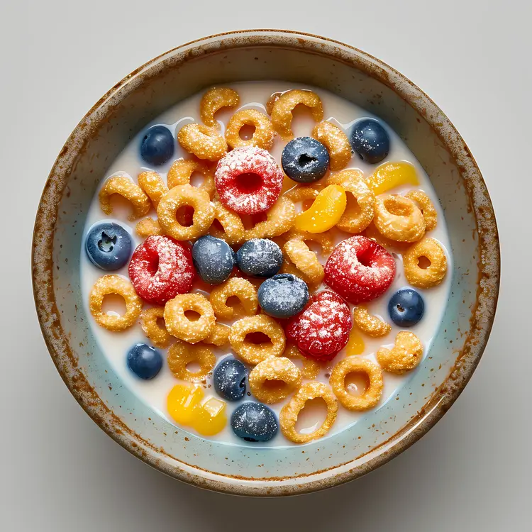 Healthy Cereal with Berries and Milk