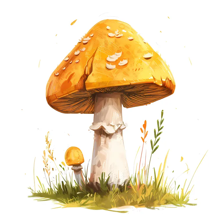 Orange Mushroom in Grass