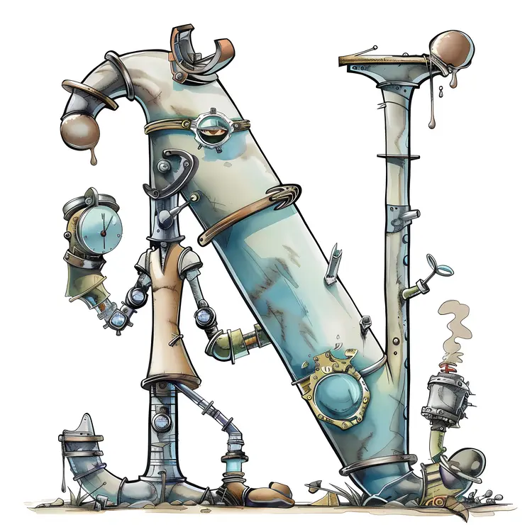 Steampunk Letter N Illustration
