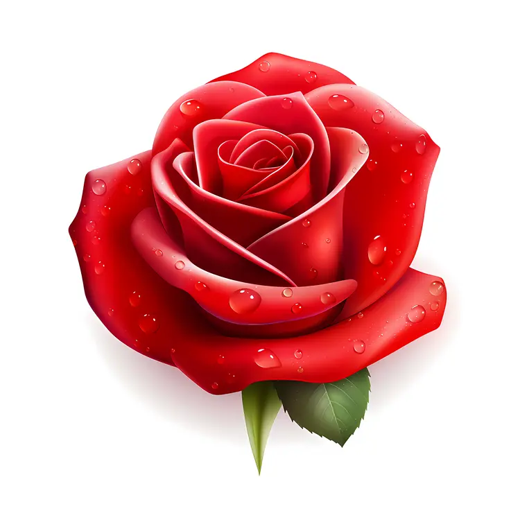 Red Rose with Dew Drops