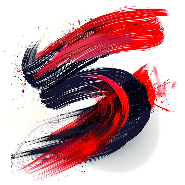 Vibrant Red and Black Brush Stroke