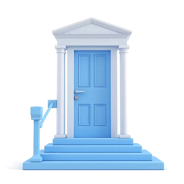 Blue Door with Columns Illustration