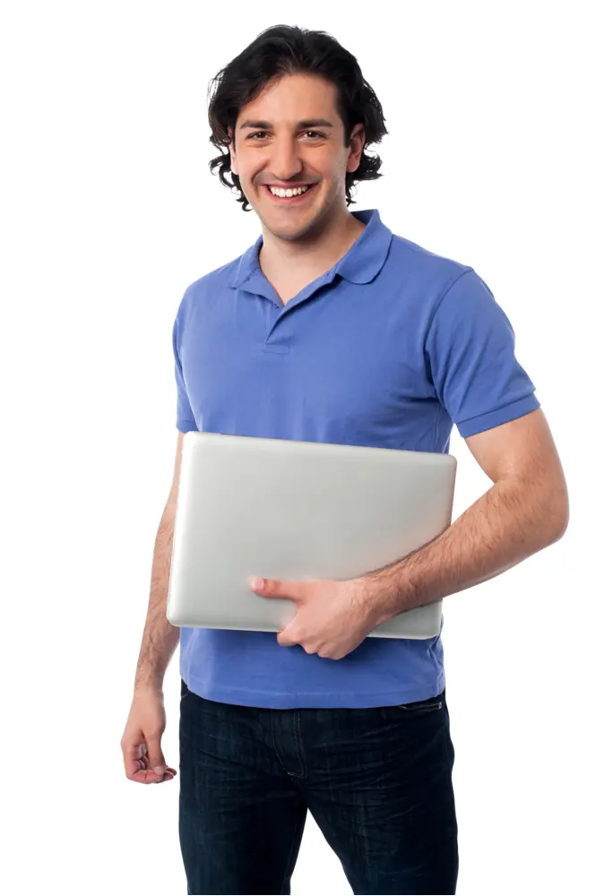 Smiling Man with Laptop