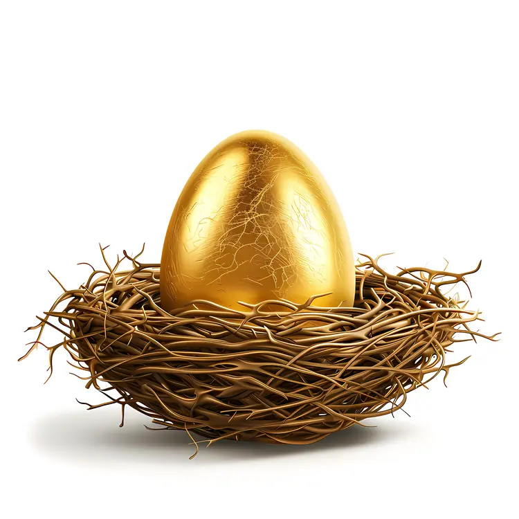 Golden Egg in a Nest for Easter