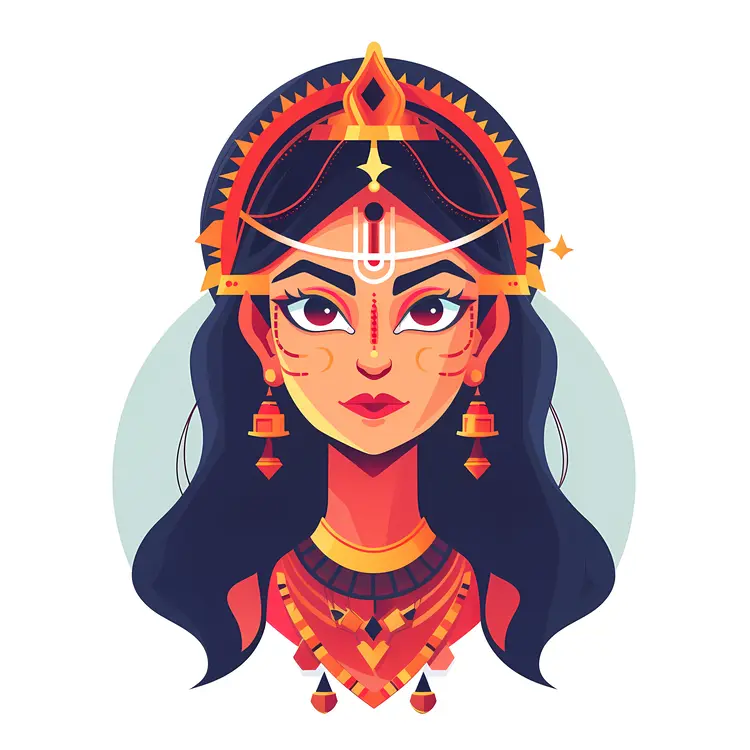 Stylized Deity Portrait with Artistic Elements