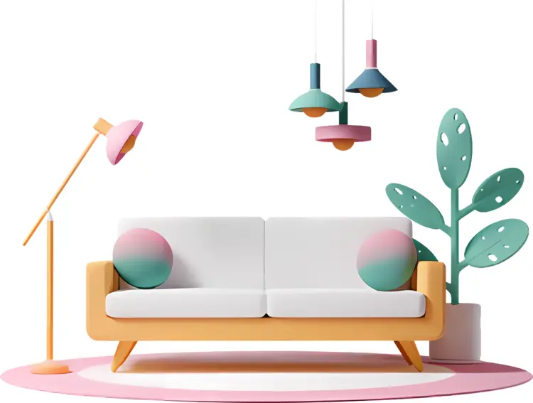 Modern Living Room with Sofa and Lamp