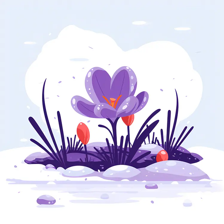 Purple Crocus in Snow