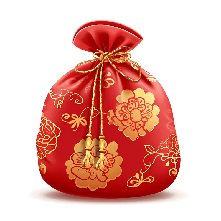 Red Bag with Golden Flowers