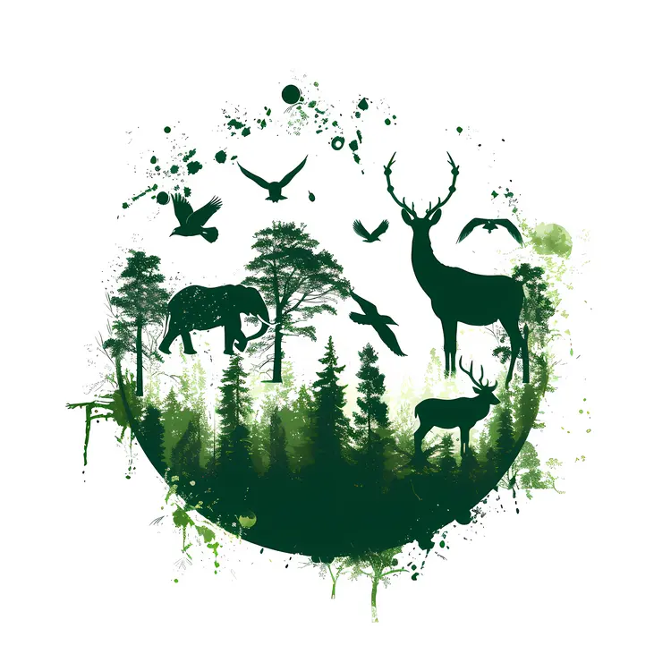 Forest Animals in Green Nature