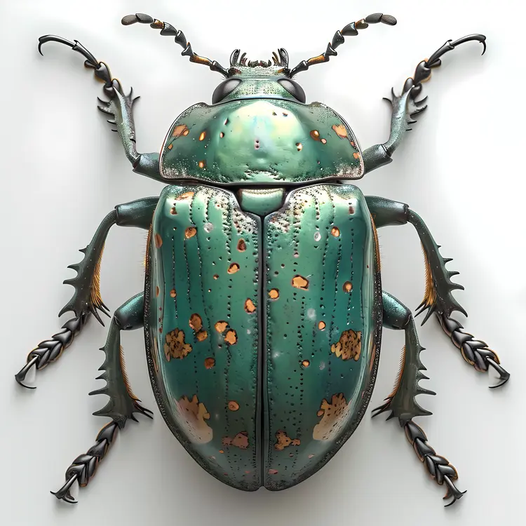 Green Beetle with Detailed Patterns