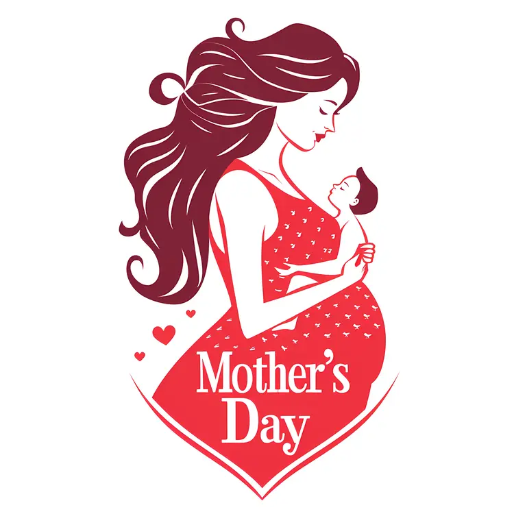Mother's Day Illustration with Mother and Baby