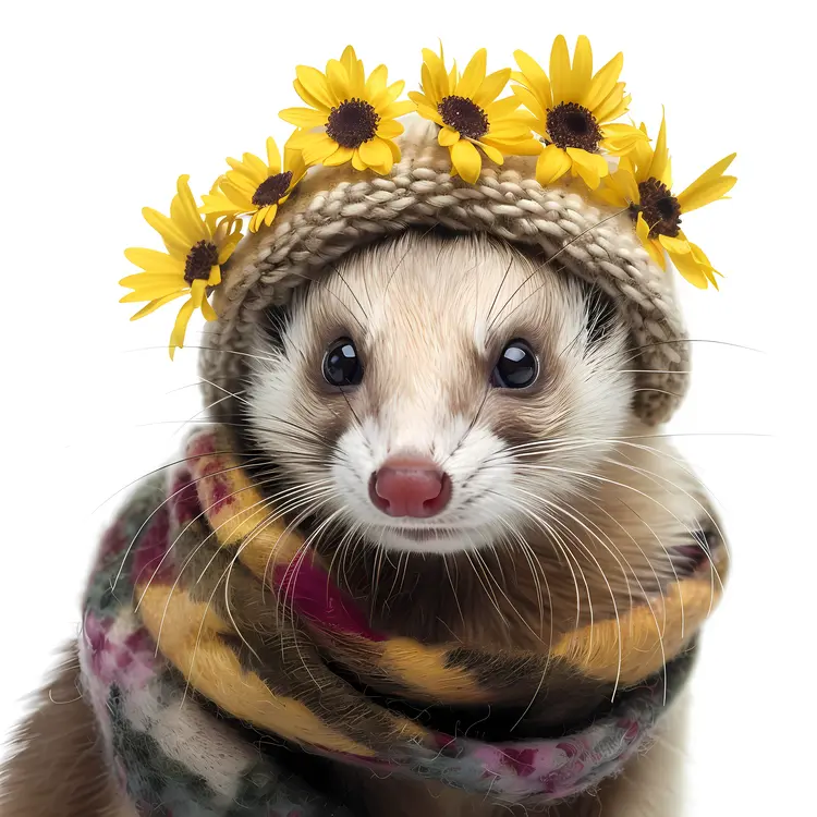 Ferret with Flower Crown
