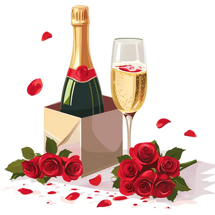 Champagne and Roses for a Romantic Celebration