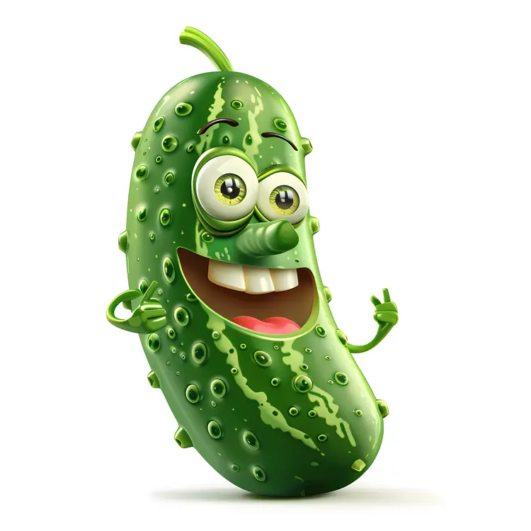 Happy Green Pickle Character