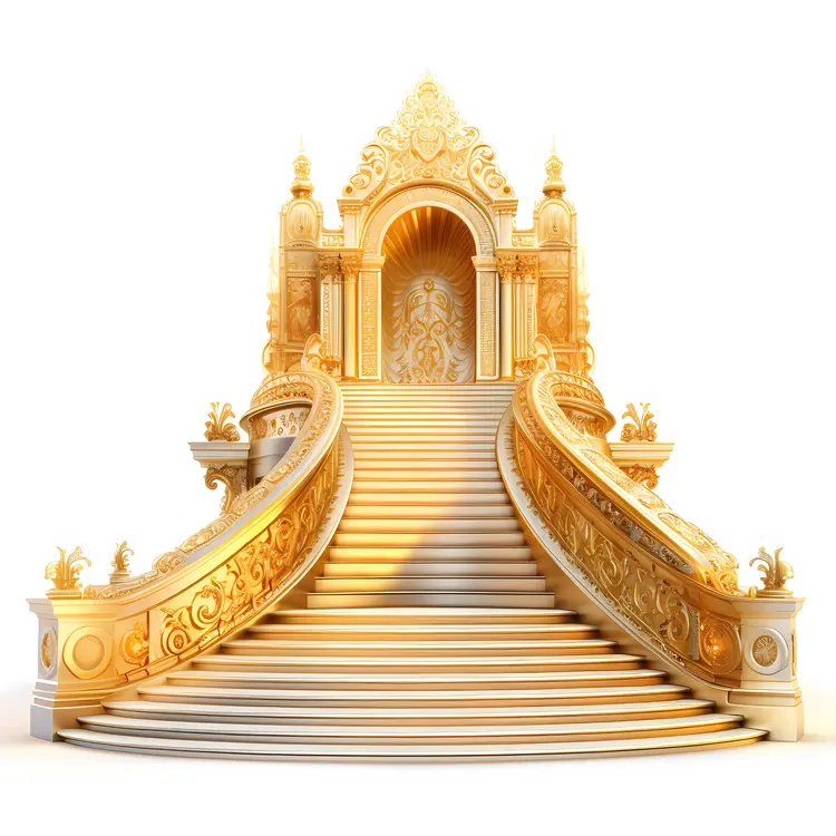 Grand Golden Staircase with Ornate Design