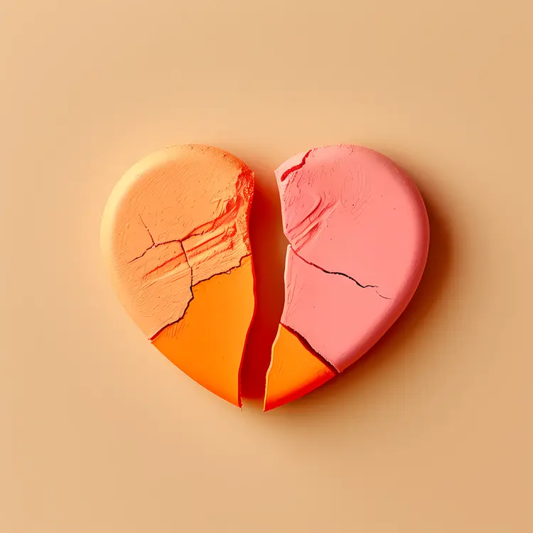 Orange and Pink Broken Heart