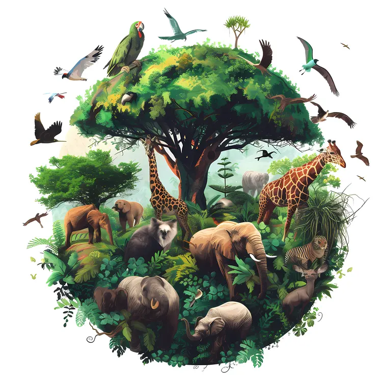 Jungle Wildlife in a Dense Forest