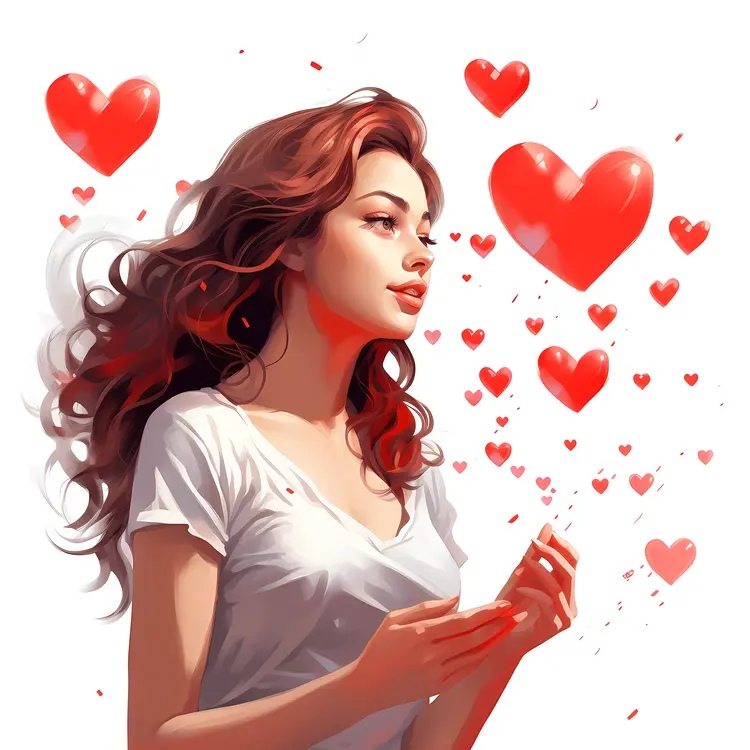 Woman with Hearts in the Air