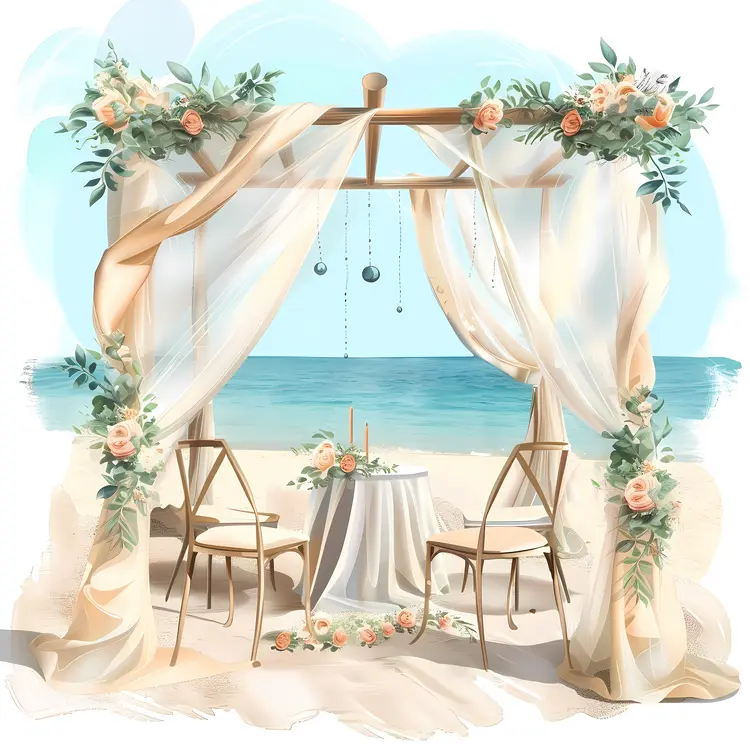 Romantic Beach Wedding Arch with Flowers
