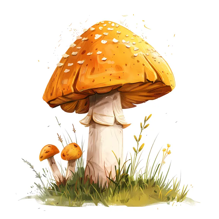 Orange Mushroom in Grass