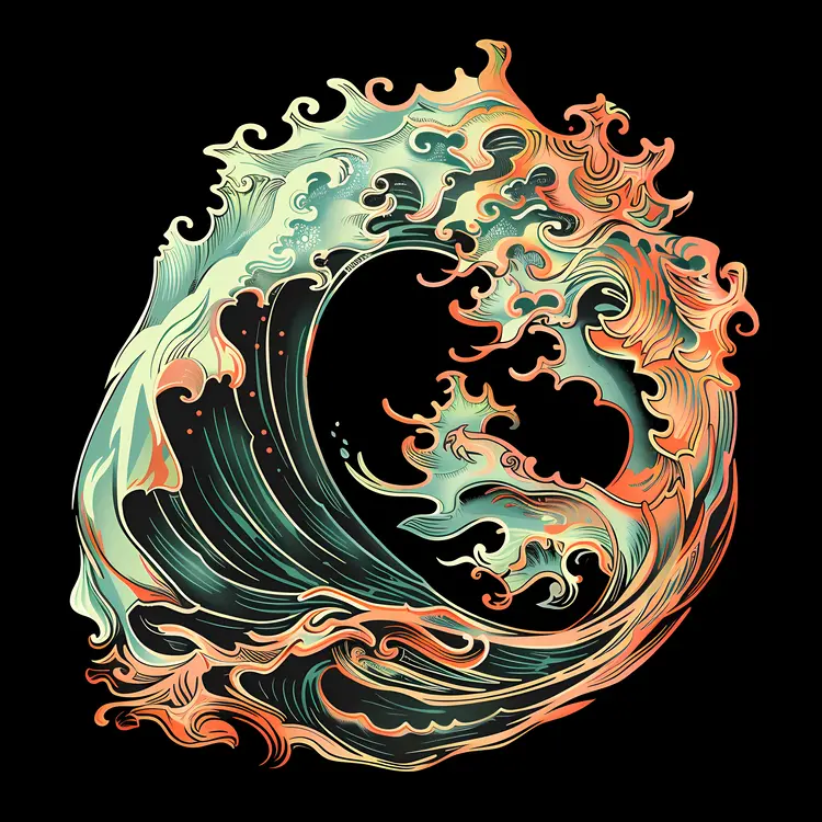 Colorful Ocean Wave Art
