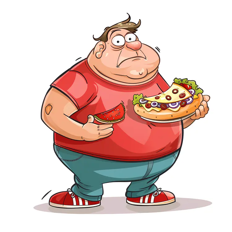 Overweight Man with Pizza