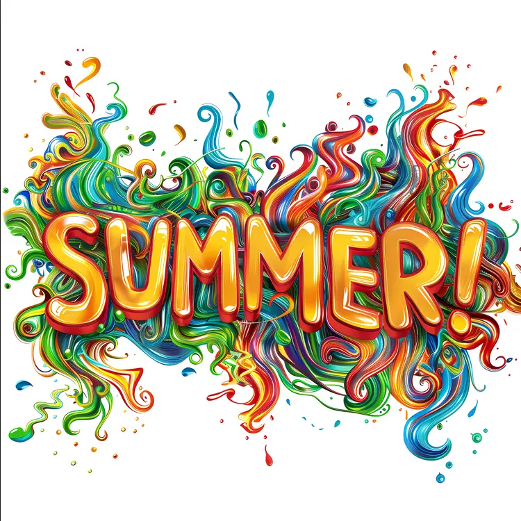 Vibrant Summer Text Illustration