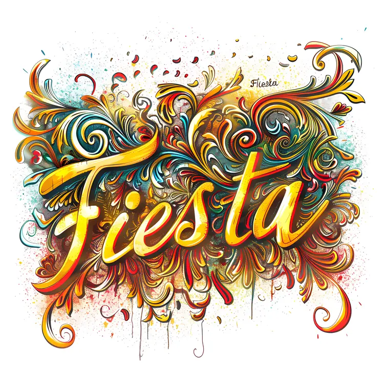 Fiesta Text with Ornate Swirls