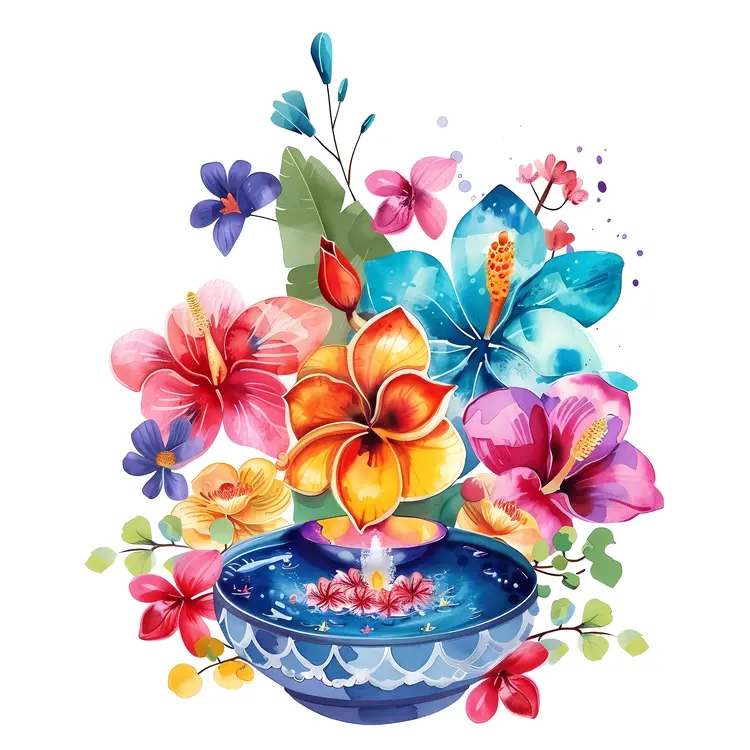 Colorful Flowers in Water