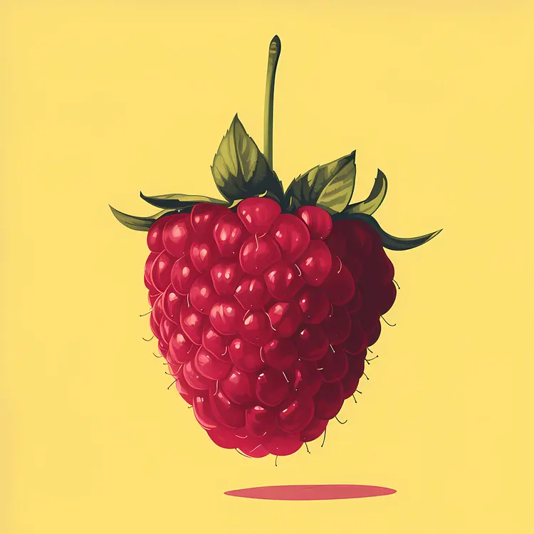 Raspberry Drawing on Yellow Background
