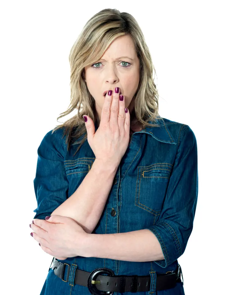 Surprised Woman in Denim Jacket