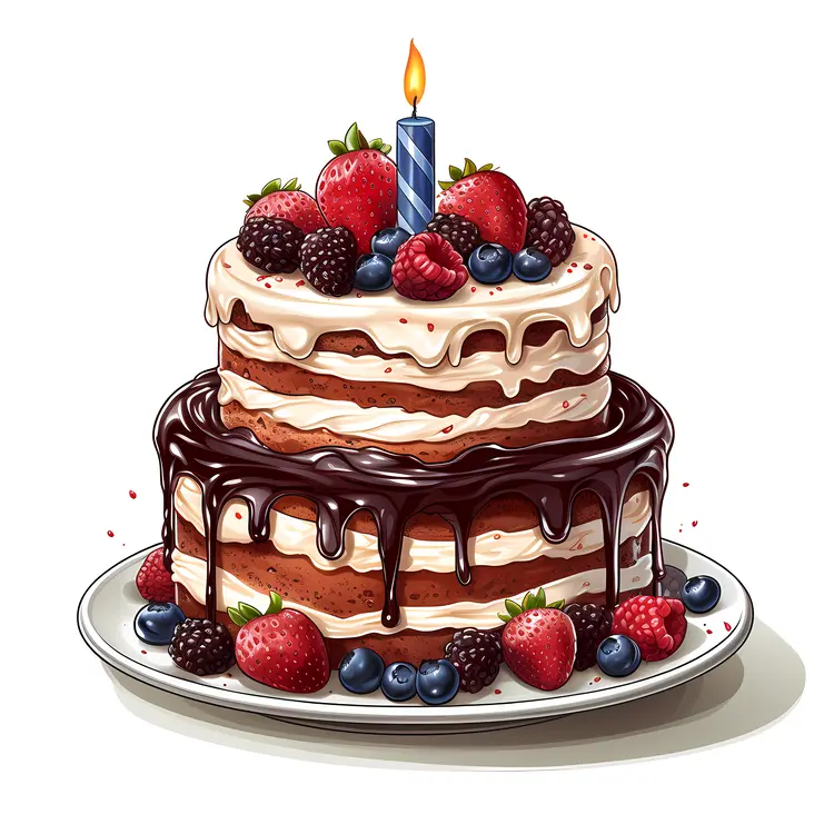 Tasty Birthday Cake with Berries
