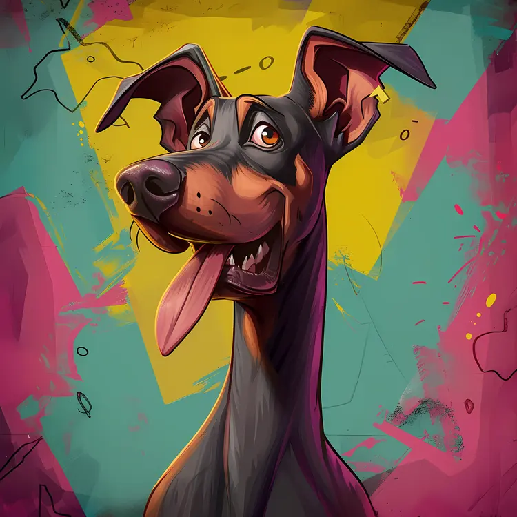 Happy Doberman Cartoon