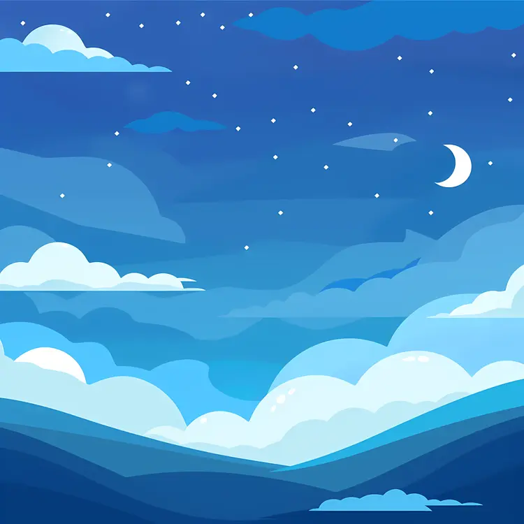 Night Sky with Stars and Moon