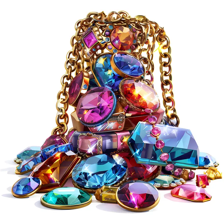 Pile of Colorful Shiny Jewelry
